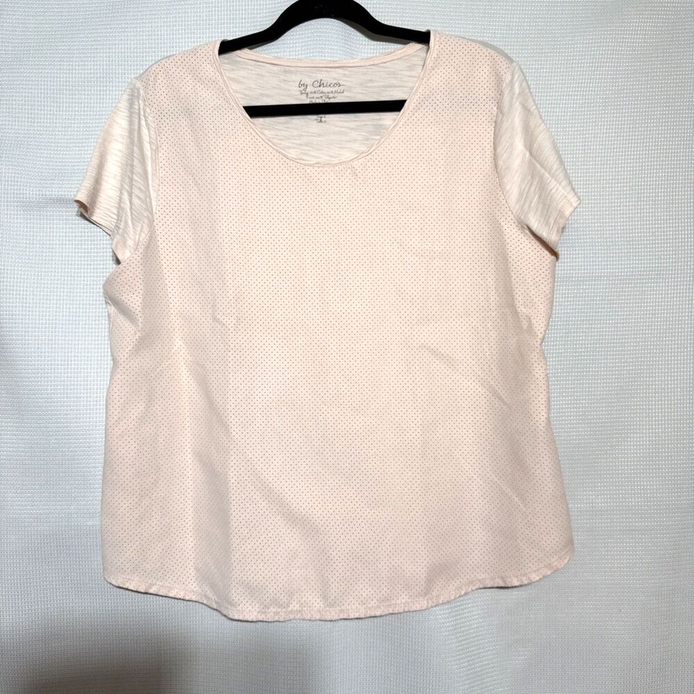 Chico's Women's Peach Cotton Blend Boatneck Top Shirt - Size 2 (M - L)